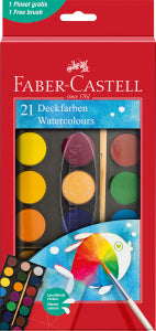 21 Akvarel Vandfarver, 21 Farver, Faber-Castell