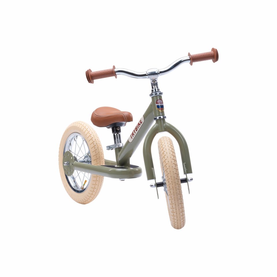 Balancecykel To Hjul, Vintage Green, Trybike - forfra