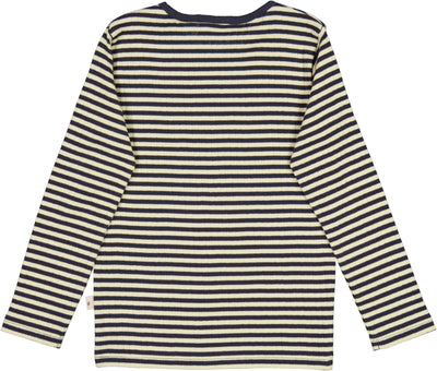 Stribet Langærmet T-shirt, Midnight Stripe, Wheat