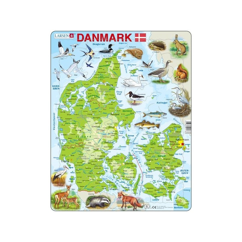 Danmarkskort Puslespil fra Larsen Puslespil