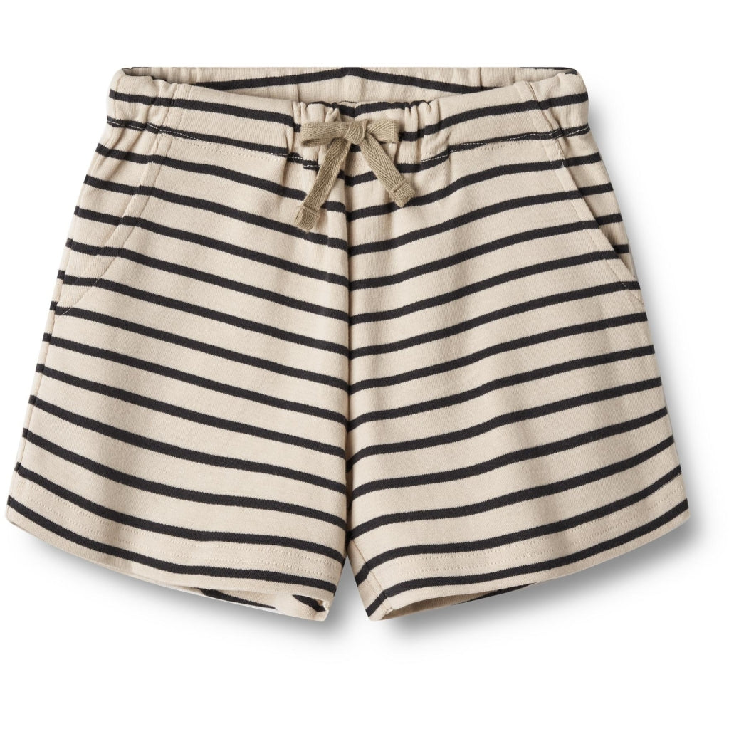 Kalle Jersey Shorts, Navy Stripe, Wheat