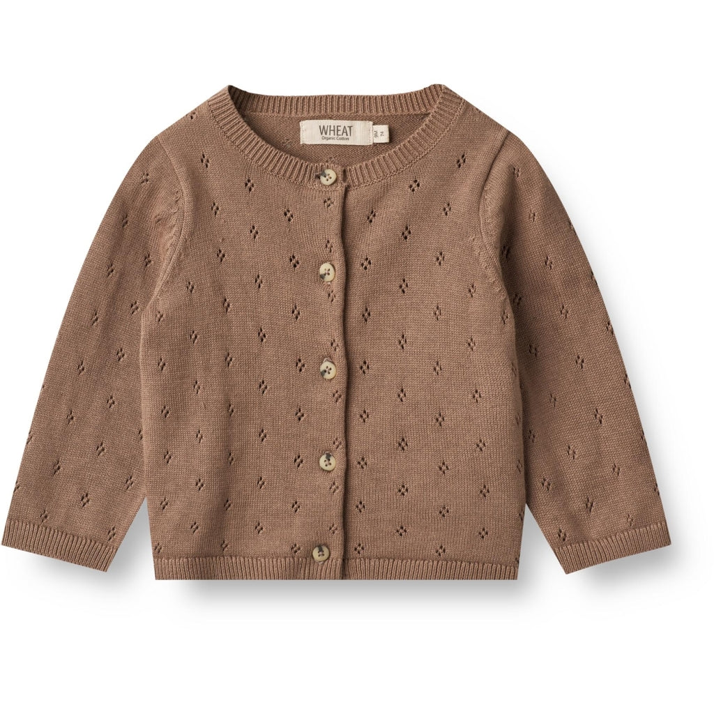 Maia Strikket Cardigan, Baby, Cocoa Brown, Wheat