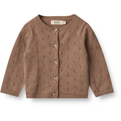 Maia Strikket Cardigan, Baby, Cocoa Brown, Wheat