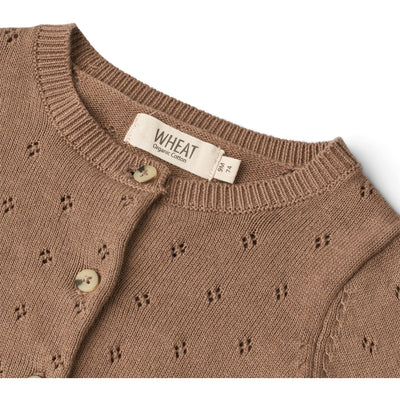 Maia Strikket Cardigan, Baby, Cocoa Brown, Wheat