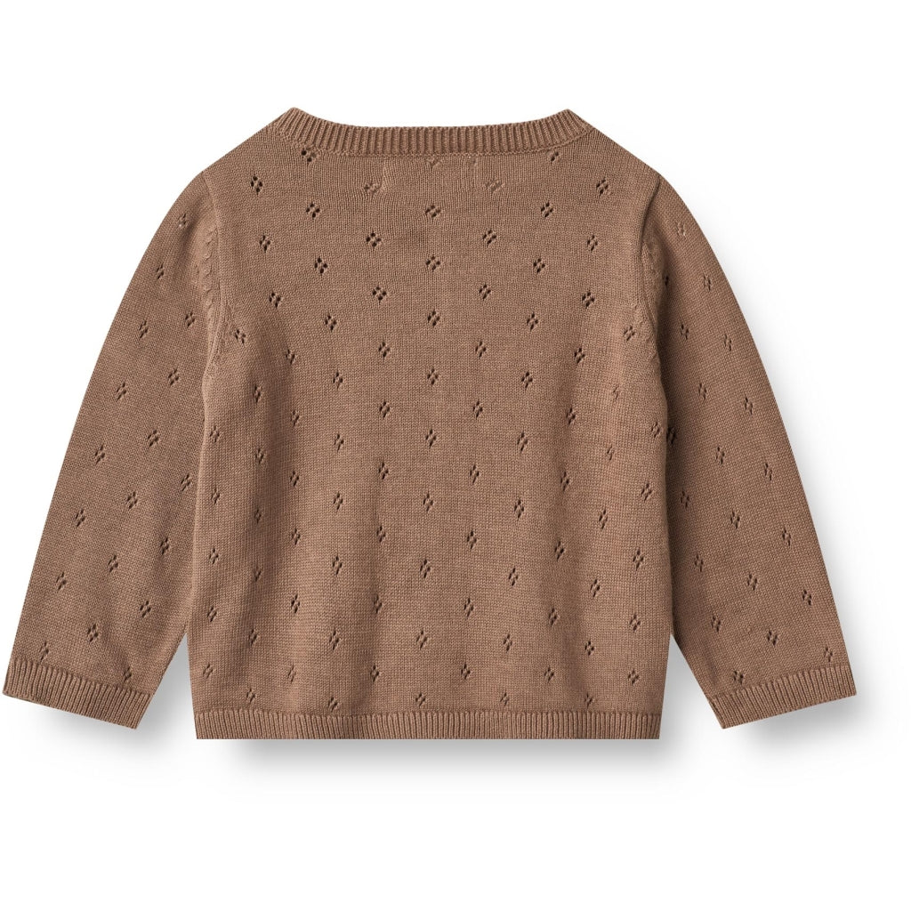 Maia Strikket Cardigan, Baby, Cocoa Brown, Wheat