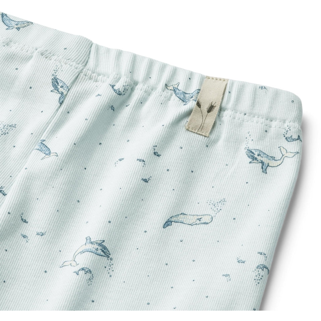 Silas Baby Bukser, Light Blue Whales, Wheat