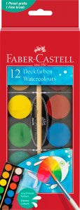12 Akvarel Vandfarver, 12 Farver, Faber-Castell