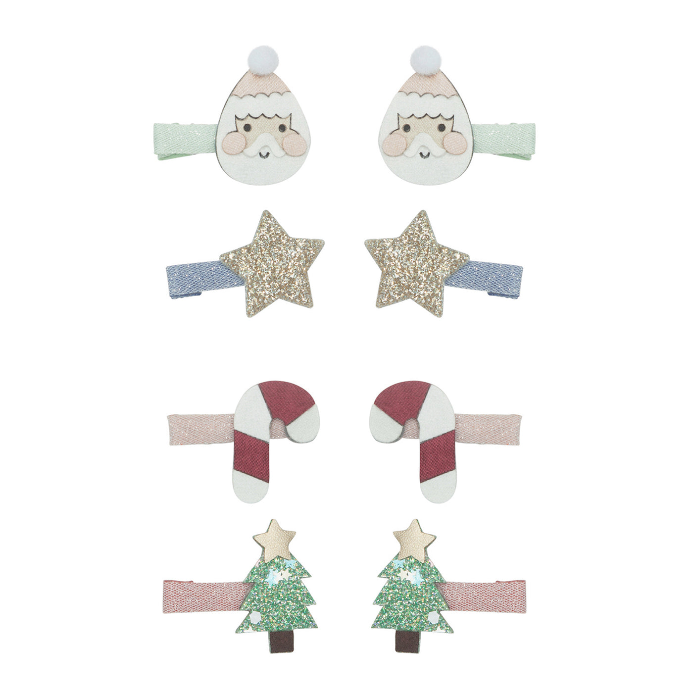 8 hårclips - Pastel Mini Santa Christmas, Mimi & Lula