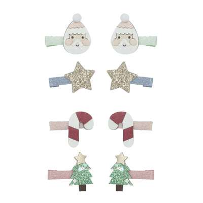 8 hårclips - Pastel Mini Santa Christmas, Mimi & Lula
