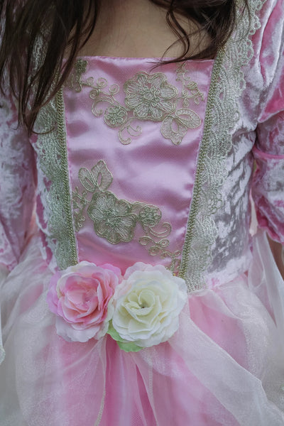 Prinsesse kjole, Pink Rose, 5-6 År, Great Pretenders