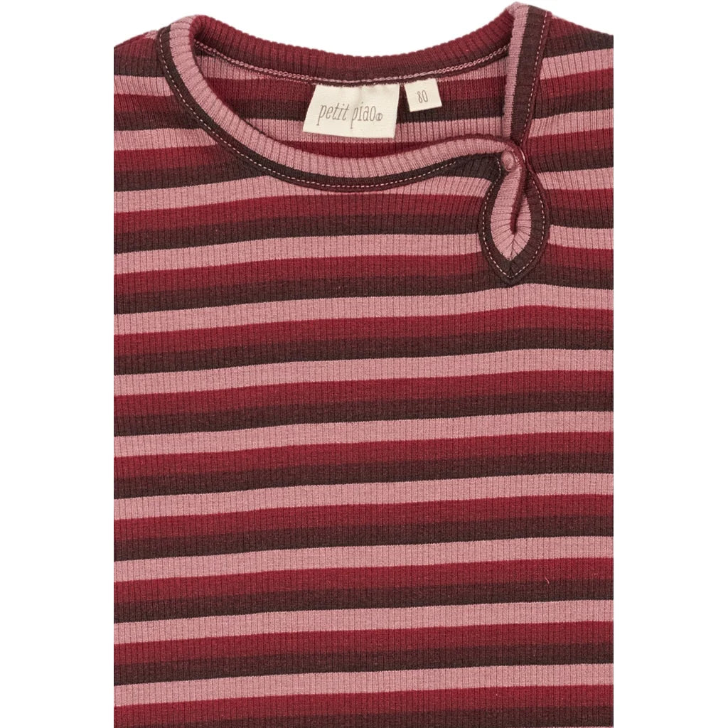 Body L/S Modal Multi Stripe, Biking Red, Petit Piao