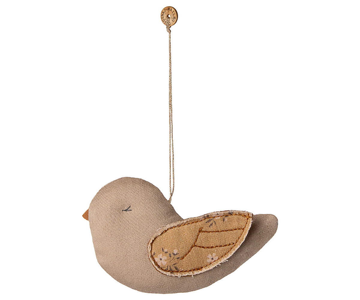 Stof ornament, Fugl - Marmor - Latte, Julepynt Maileg