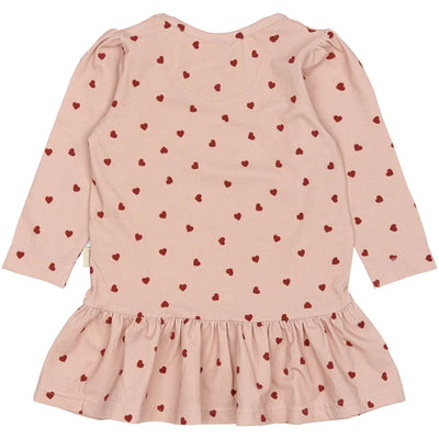 Kjole L/S Gather Printed, Heart, Petit Piao