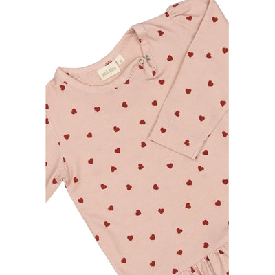 Kjole L/S Gather Printed, Heart, Petit Piao