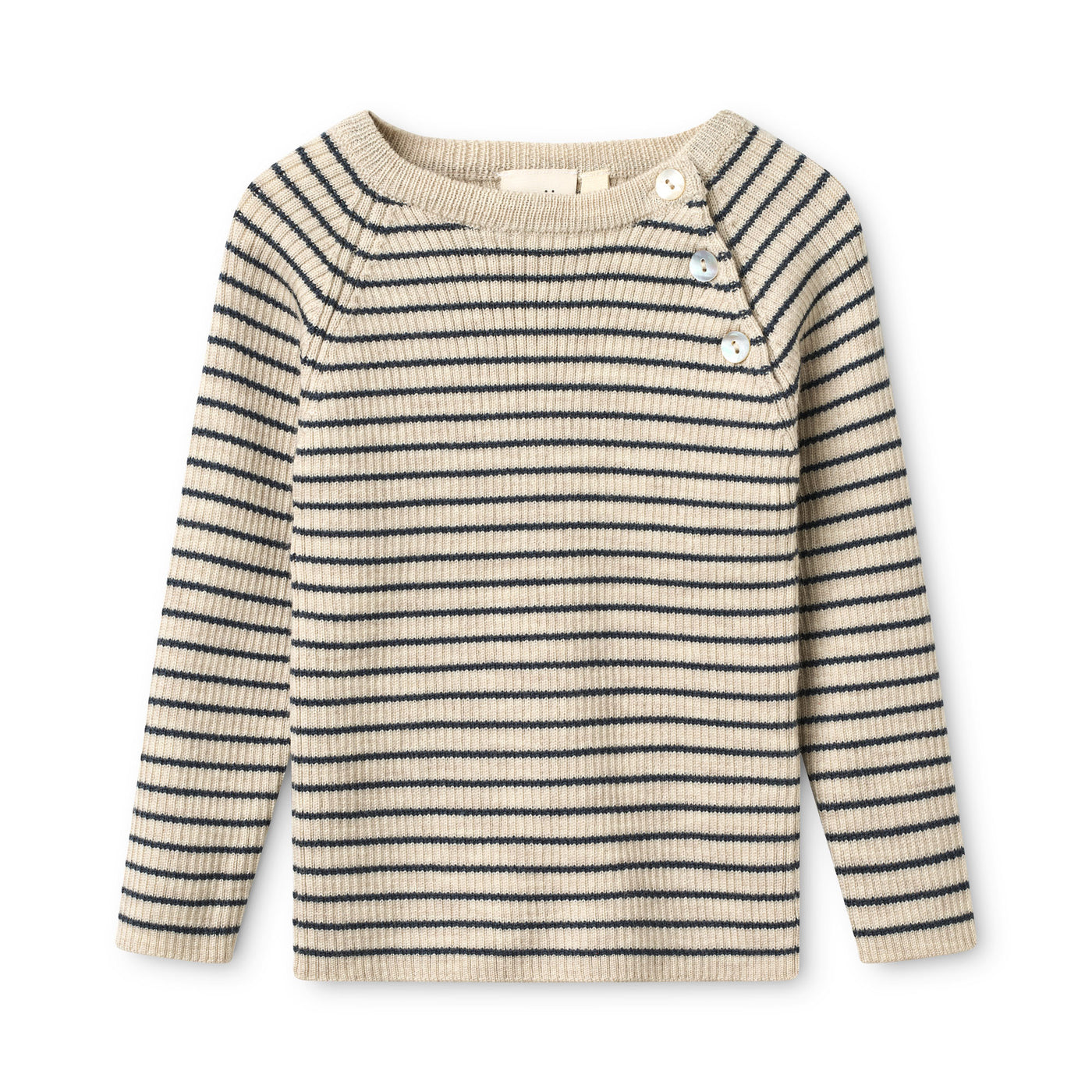 Flye Sweater Uld, Oat mel/Navy, Flöss