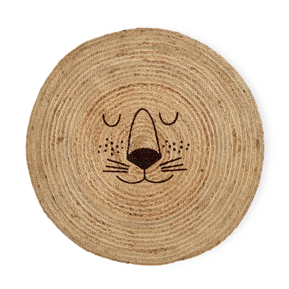 Rundt tæppe, Løve, Jute Natur, Rice