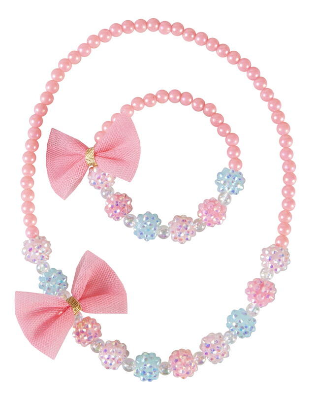 Halskæde og Armbånd med Sød Sløjfe og Perler, Great Pretenders