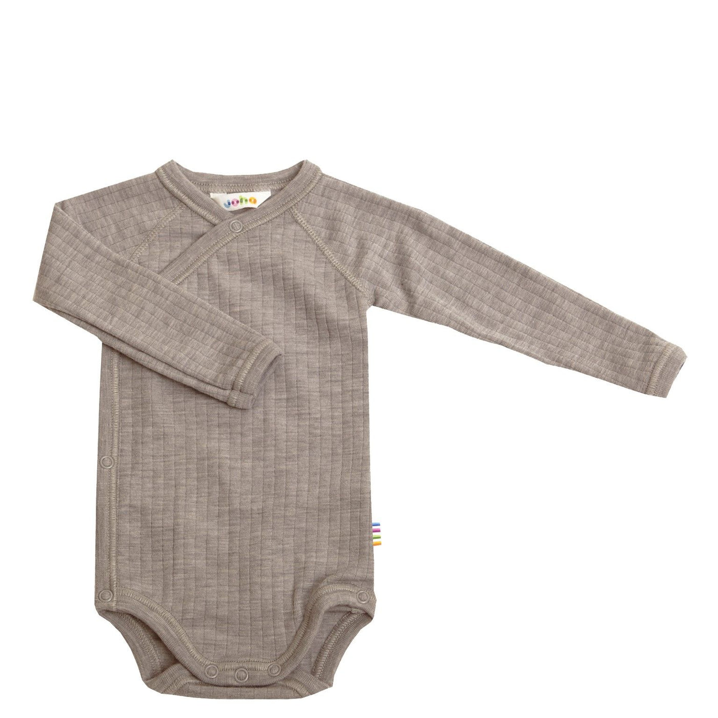 Uld baby body med lange ærmer, Sesame Melange, Joha