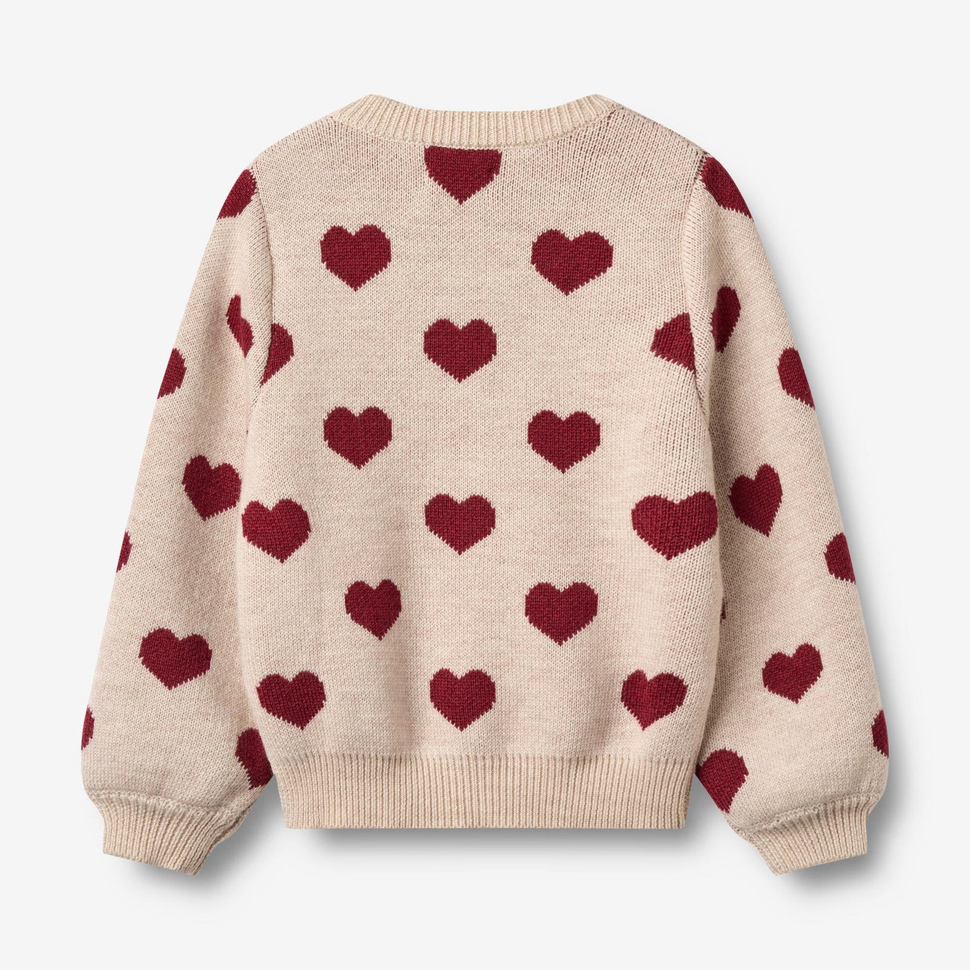 Jaquard Cardigan, Hearts, Merino Wool fra Wheat

Denne langærmede strikcardigan til børn er strikket i en dejlig blød uldkvalitet og har en behagelig, normal til let løs pasform.
