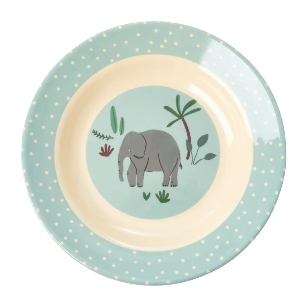 Børnetallerken Dyb, Lys Blå, Jungle Animals, Rice