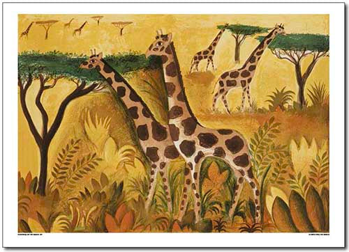 Syv giraffer, Dobbeltkort 17 x 12 cm, Forlaget Lamberth