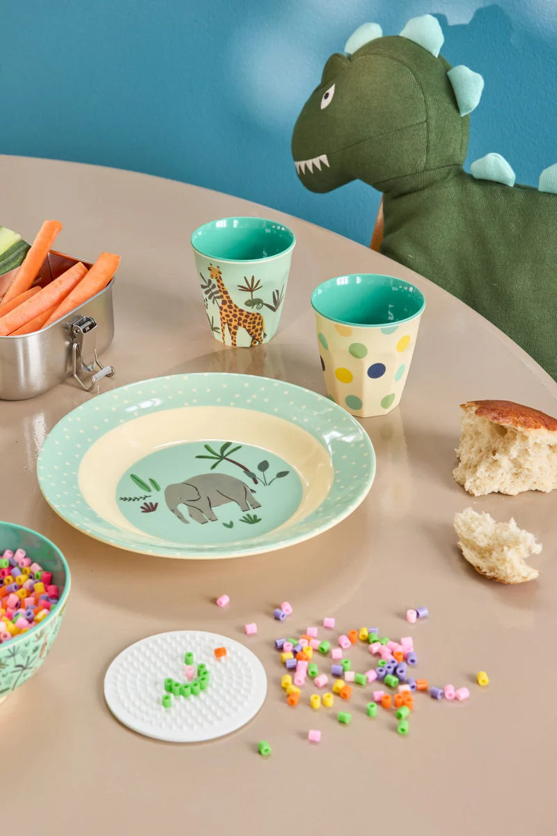 Børnetallerken Dyb, Lys Blå, Jungle Animals, Rice