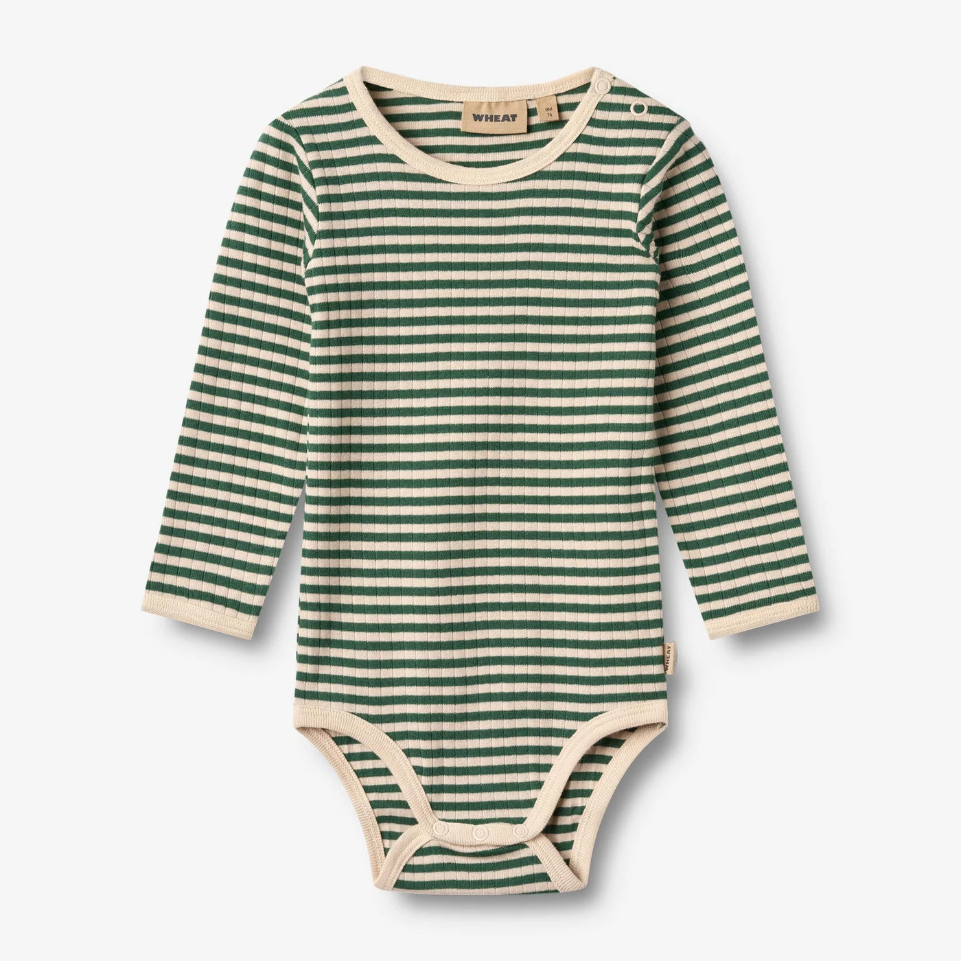 Body, Green Stripe fra Wheat

Langærmet rib body med striber i blødt økologisk bomuld til de mindste. Bodyen har en tæt pasform og trykknapper der gør det nemt at klæde din baby af og på