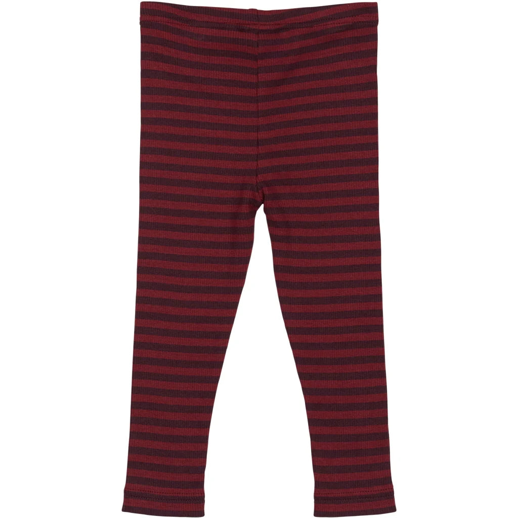 Stribet Leggings, Dark Grape/Biking Red, Petit Piao