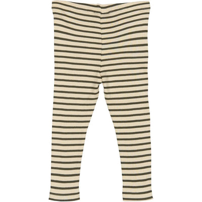 Leggings Modal Stripe, Green Leaf/Off White, Petit Piao