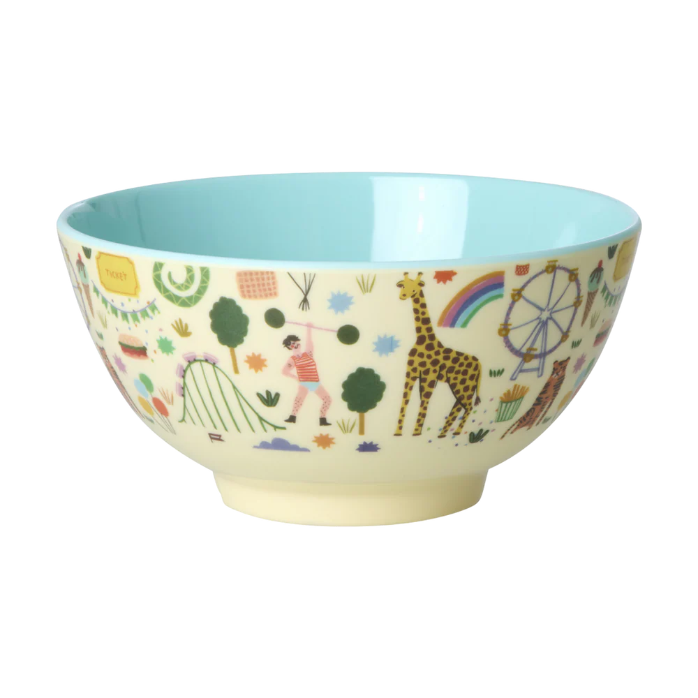 Mellem Børneskål, Mint, Fun Fair Print, Rice
