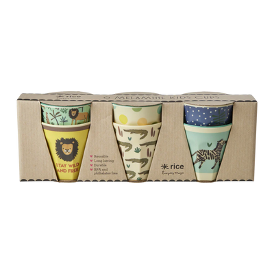 Lille børnekop 6stk, blå, Jungle print, Rice