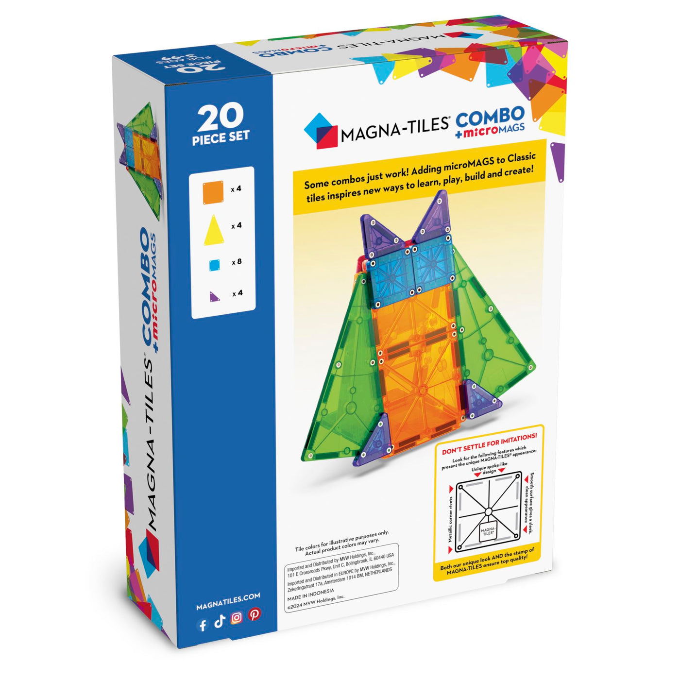 Magna-Tiles micro-MAGS, 20 stk. Combo