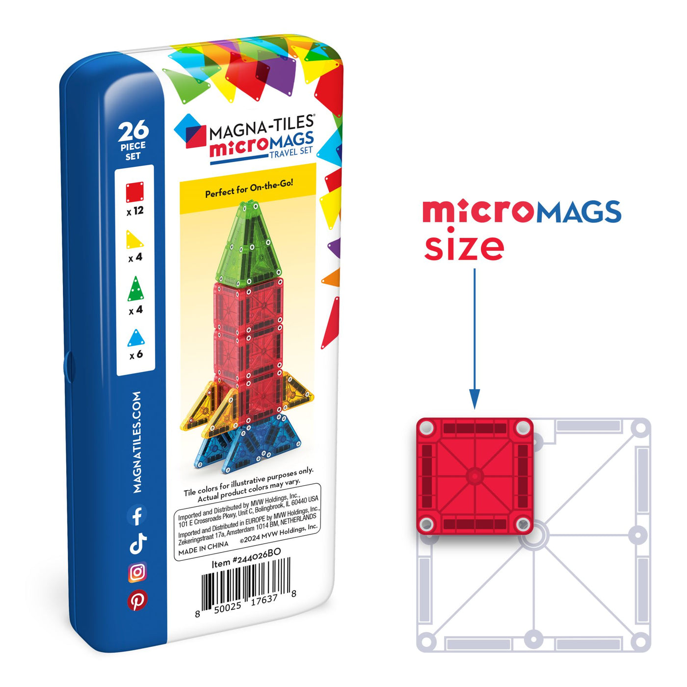 Magna-Tiles micro-MAGS, 26 stk. Rejsesæt