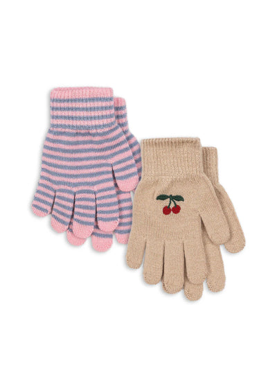2-Pak Handsker, Cherry/Stripe, Konges Sløjd