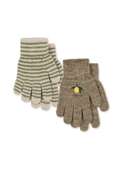 2-Pak Handsker, Lemon/Stripe, Konges Sløjd