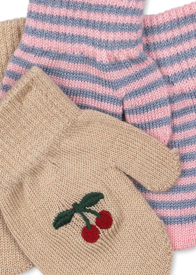 2-Pak Vanter, Cherry/Stripe, Konges Sløjd