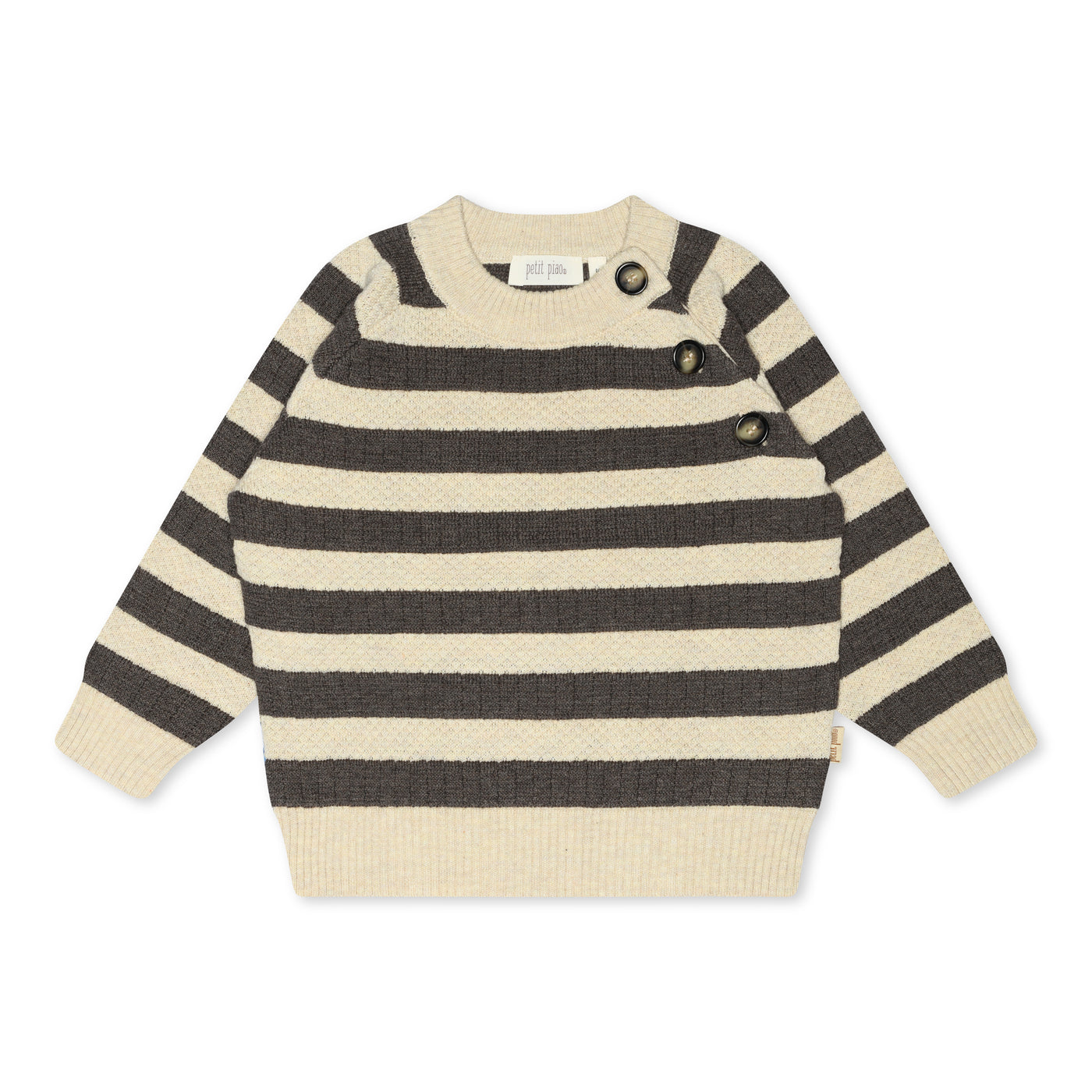 Stribede Sweater, Dark oak/off white, Petit Piao