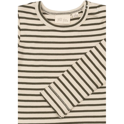 Bluse Modal Stripe, Green Leaf/Off White, Petit Piao