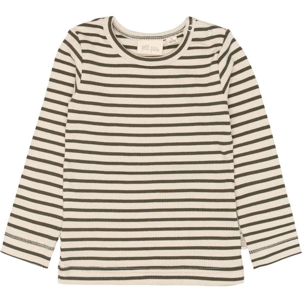 Bluse Modal Stripe, Green Leaf/Off White, Petit Piao
