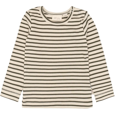 Bluse Modal Stripe, Green Leaf/Off White, Petit Piao
