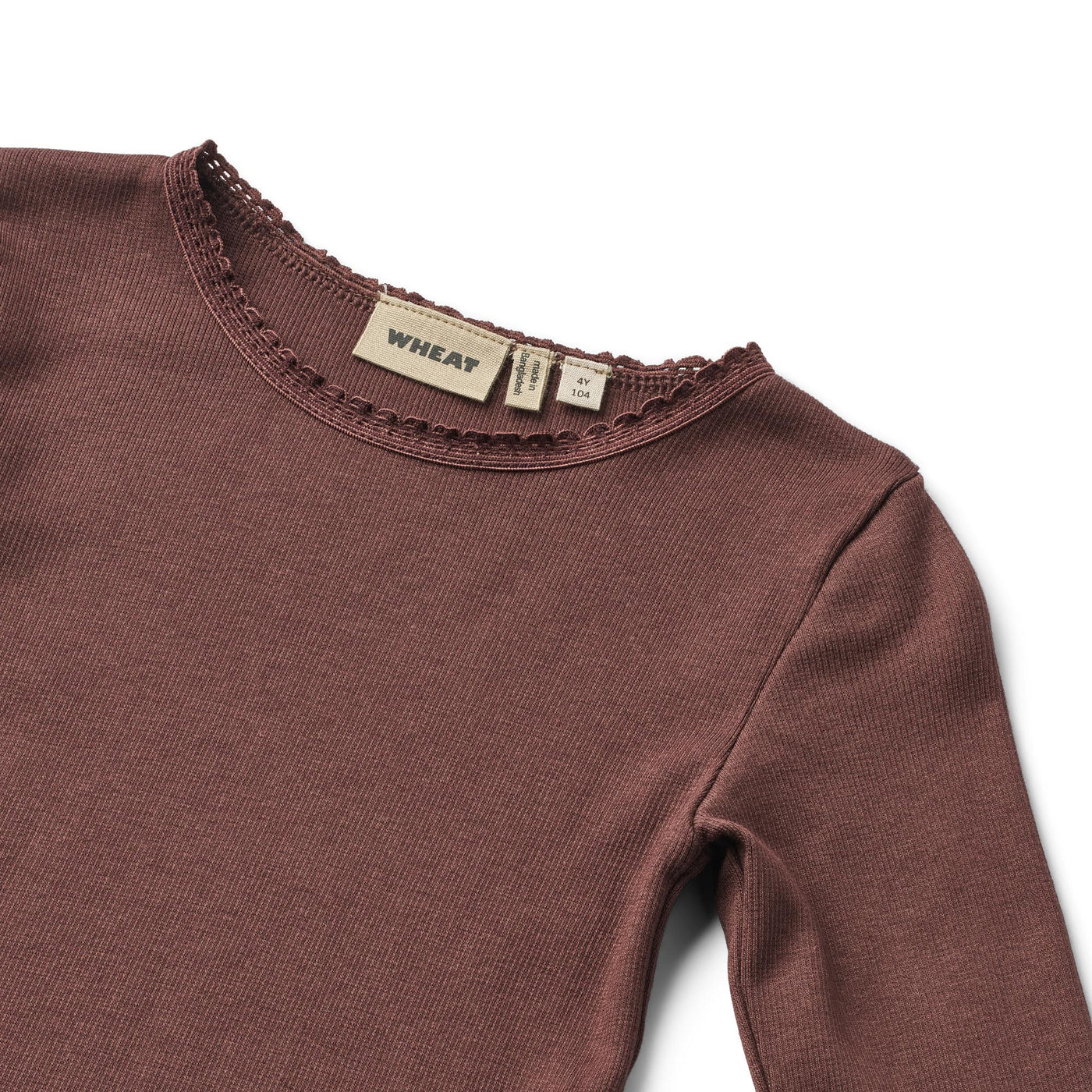 Rib T-shirt, L/S, Eggplant, Wheat