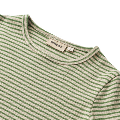 Stig Langærmet T-shirt, Elm Green Stripe, Wheat