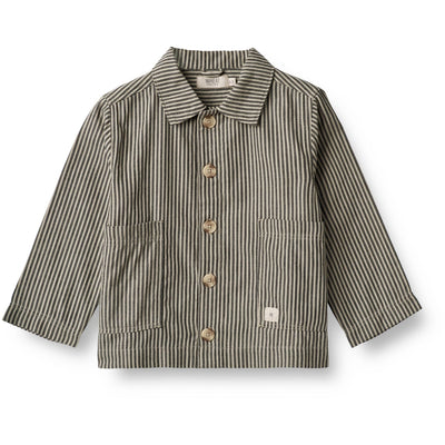 Avi Overshirt, Black coal stripe, Wheat