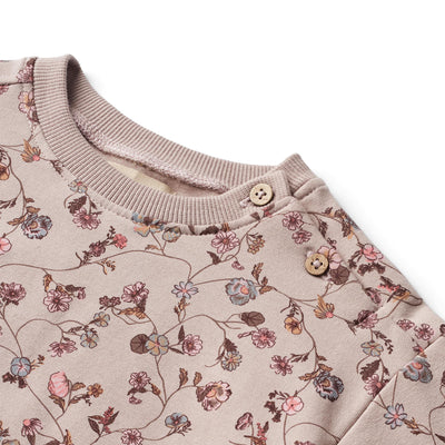 Lia Sweatshirt, Baby, Dry Rose Flower Vine, Wheat