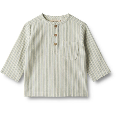 Bjørk skjorte, Aquablue Stripe, Wheat