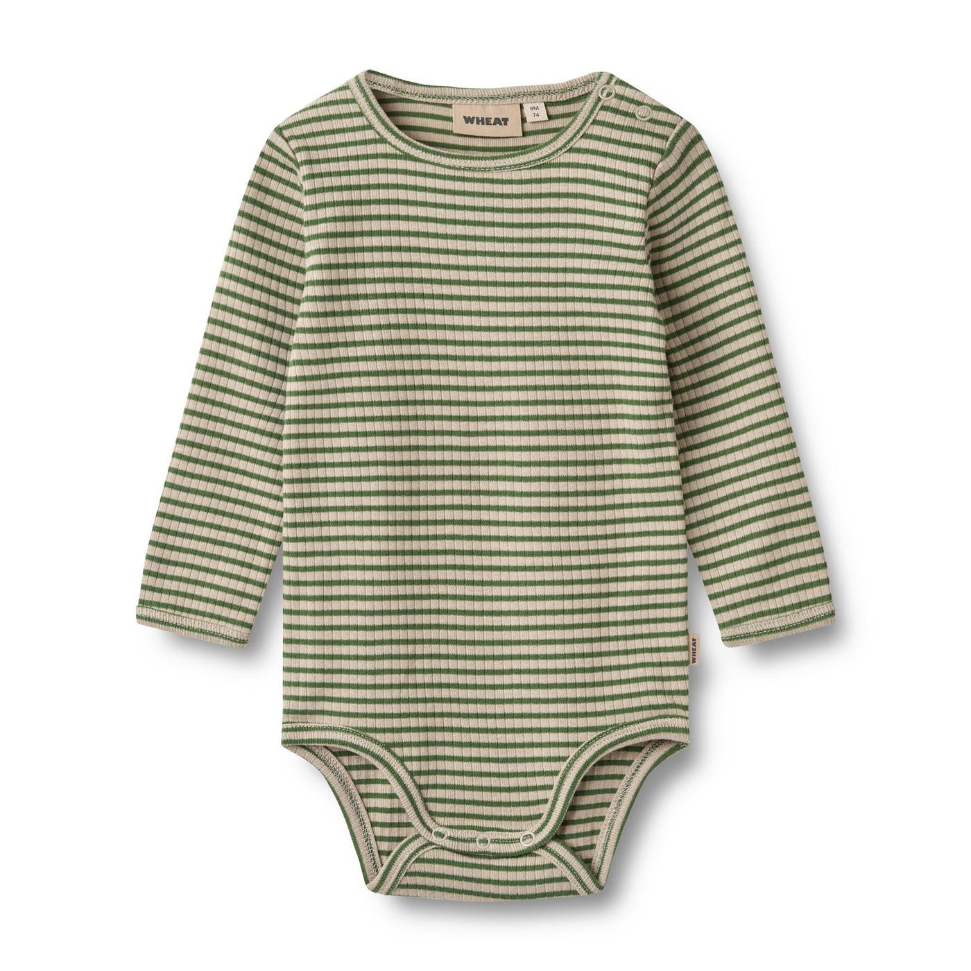 Berti Langærmet Bodystocking, Elm Green Stripe, Wheat