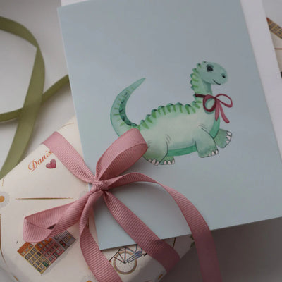 a6 lykønskningskort med dino