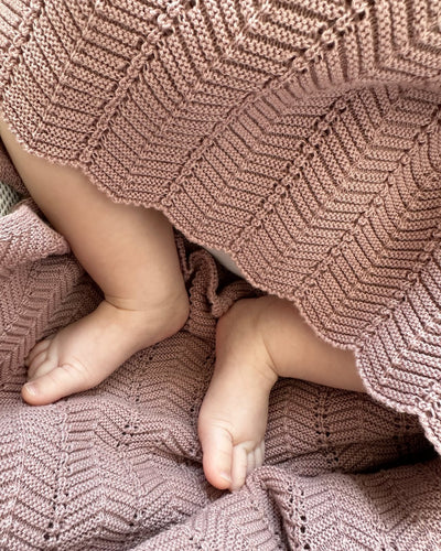 Babytæppe, Uld, Rosa fra SmallStuff

Blødt og lækkert tæppe til baby i strikket rosa farvet uld. Tæppet er perfekt til barnevognen eller over baby i autostolen eller i vuggen.