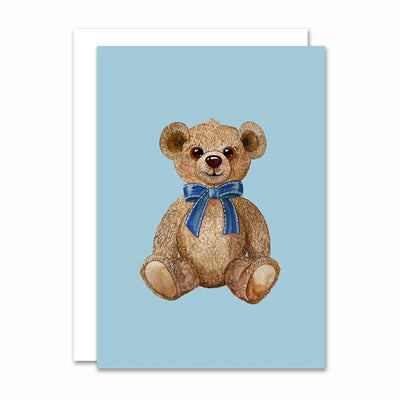 a6 kort med bamse - blå