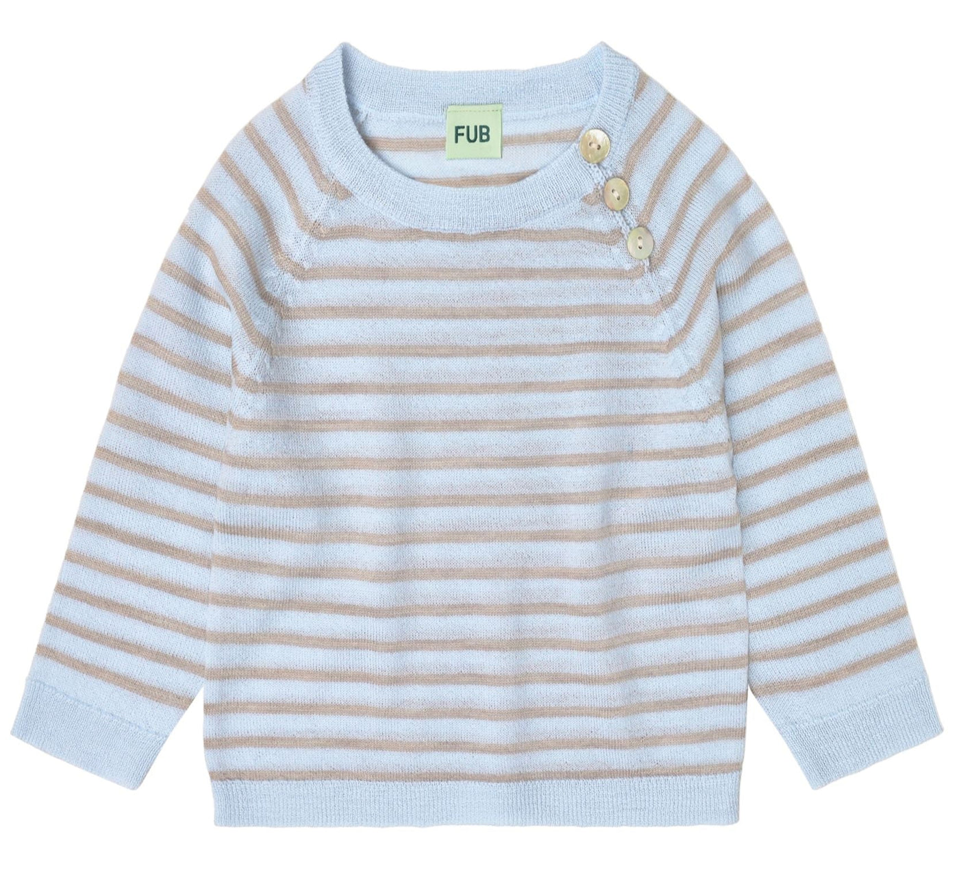 Stribet bluse til baby fra FUB. Ren merinould. Tøj til baby